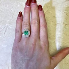 4.54Ct Vintage Art Deco Asscher Lab Created Emerald Wedding 14K Gold Finish Ring