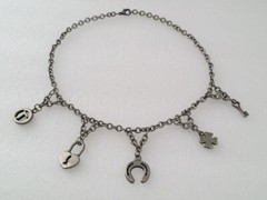Vintage Pewter Lucky Charm Necklace