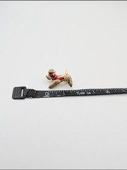 Vintage Poodle Dog Pin Brooch in Gold and Red