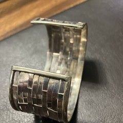 Sterling Silver 925 Cuff Woven 35 Grams Adult Unisex Adjustable