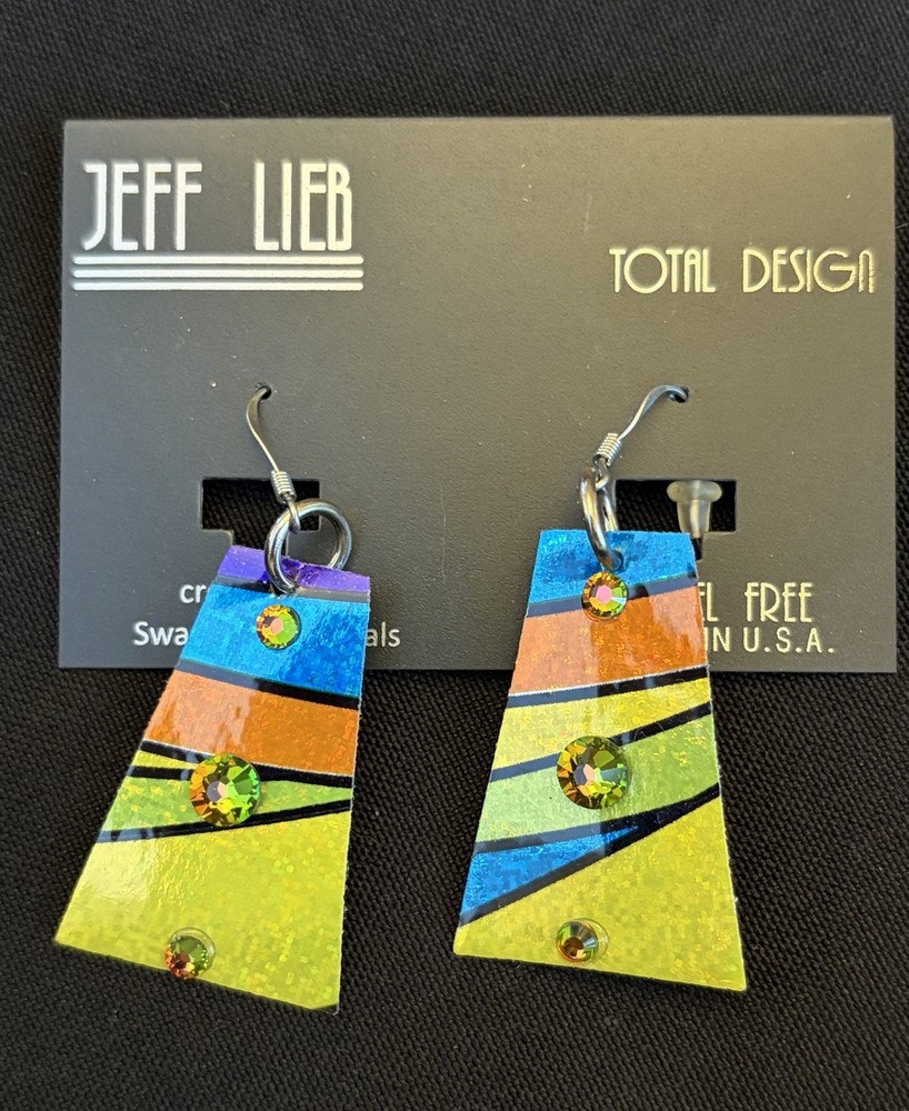 NEW Jeff Lieb Swarovski Chrystals Multi-Color Earrings FUN!