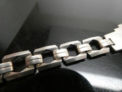 Art Deco Vintage Sterling Silver 925 Linked BLANK ID Bracelet Size 7.25″