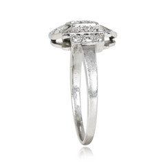 Art Deco Style Circa 1930 Lab Created Diamond Halo 925 Silver Engagement Ring