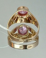 USSR Vintage Original Amethyst (lab. created) Rose Gold Ring 583 14K Erevan 1989