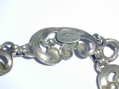 DANECRAFT ART DECO STERLING FANCY SWIRL LINK BRACELET- 6 1/2″ LONG!