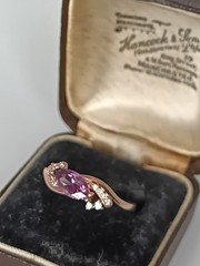 Vintage 1990-s 14 Ct Rolled Gold Amethyst Ring Size UK Q US 8- Hallmarked!