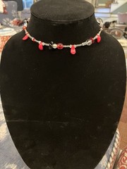 Flexible Wire Choker Necklace Red White Black 90s Vintage