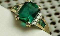 Vintage Art Deco Style 4.45 Ct Lab Created Emerald Wedding 14K Gold Finish Ring