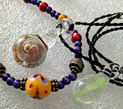 Vintage Art Glass Necklaces Pendant & Earrings Lot Various Materials Art Glass