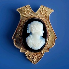 Victorian Memory Locket Brooch Antique 14K GOLD Deco HardStone Onyx Cameo Broach