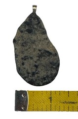 Teardrop Freeform Stone Pendant Gray/Black Speckled w/ Metal Bail 2 in 6012
