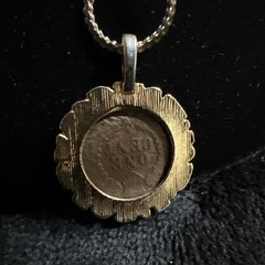 Vtg coin pendant necklace United States 1907 Copper Indian Head Penny 17” Chain
