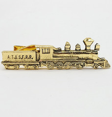 Train AT SF RR Atchison Topeka and Santa Fe Railway Gold Tone Vintage Tie Clasp