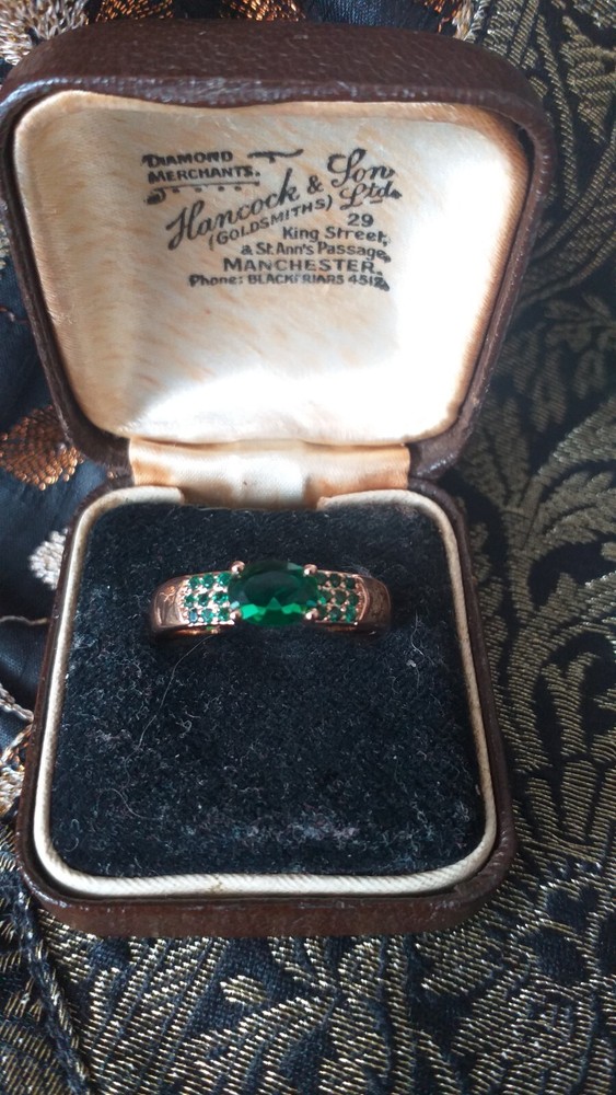 Vintage 1990-s 14 Ct Rolled Gold Emerald Ring Size UK R US 8 1/2 – Hallmarked!!