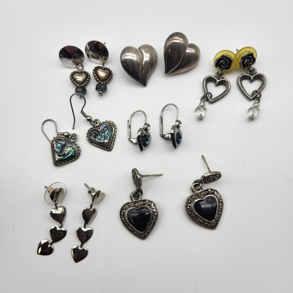 Fabulous Heart earrings Lot Collection Pierced stud dangle Anniversary Love