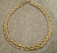 Gold Tone Woven Braided Statement Necklace (looks like the real thing) NEW