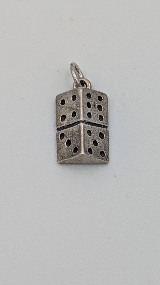 Solid Sterling Silver Double Dice Charm – Vintage Lucky Dice Pendant – 3g.