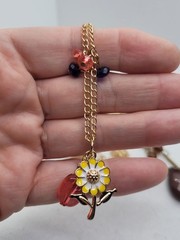 Set Of 3 Vintage Bead Necklace Chain Charm Pedant.