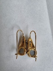 Vintage Earrings 925 Goldtone Sterling Gray Oval Moonstone drops