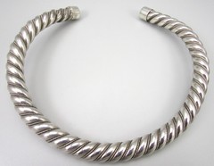 UNUSUAL HEAVY MEXICAN STERLING SILVER NECKWIRE TORQUE COLLAR NECKLACE 82G