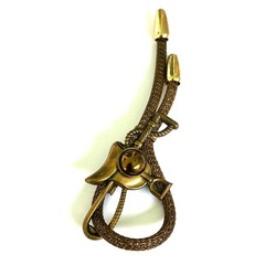 Vintage English Saddle Brooch with Mesh Whip – Equestrian Style Pin