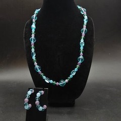 Avon 1989 Sea Swept Purple Blue Beaded Jewelry Set Vintage 1980s