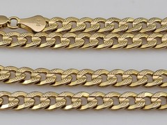 Large Gold Tone Curb Chain Necklace 30″ 6.4mm 42.1g Stamped 14K Not Gold