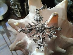 ☆ Vintage Sterling Sun☆Moon☆Stars☆Planets Pendant ☆