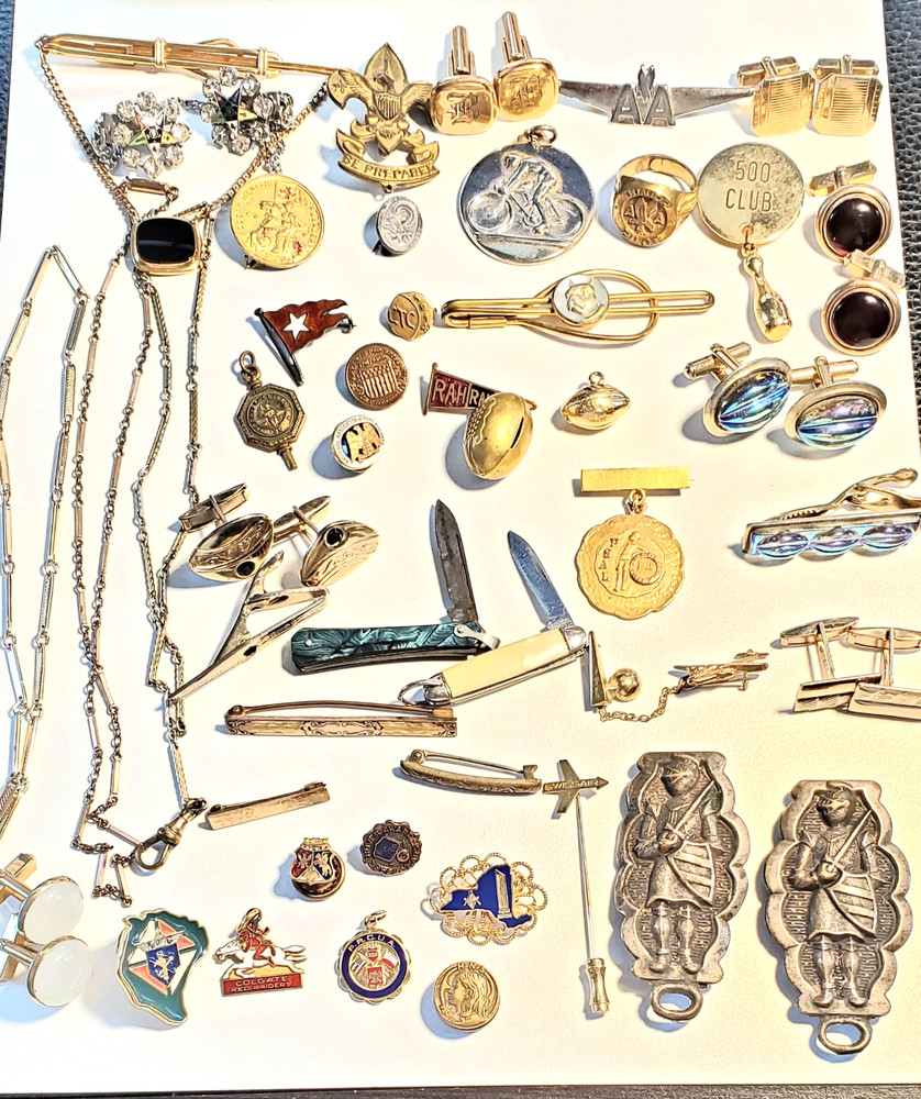 Antique, Vintage Mens Jewelry, Collectibles, Accessories Lot, Over 50 Pieces!