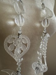 Vtg Chandelier Clear Crescent Moon Hearts and Star Necklace. See pics.