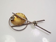 Vintage 1980’s Large Hammered Sterling Silver Brooch Pin, L.A. Reese 1989