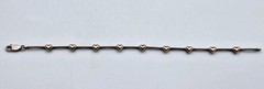 VTG STERLING SILVER & 14K WJ Signed TwoTone Puffy Heart Bar Link Dainty Bracelet