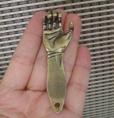 Vintage Style Pure Brass Lucky Right Hand Statue Pendant Bags Charms
