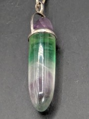 Vintage Italian 925 Sterling Silver Rainbow Fluorite Pendant Necklace 24″ AGI