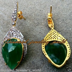 Vintage 2.09ctw Rose Cut Diamond Emerald Studded Silver Gorgeous Earring Jewelry