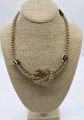Talbots Love Knot Collar Necklace Gold Tone 21 in Chunky Modern