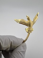 Vintage Signed Bird Brooch Gold Plated Pewter Swallow Figural Pin Flying, Used.