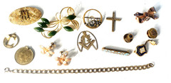 Victorian Edwardian 2 Deco Gold Fill/Plated Wear Repair Craft Scrap Jewelry Lot