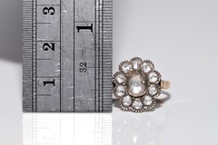 New Made 14k Gold Top Silver Natural Rose Cut Diamond Decorated Ring