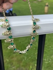 Vintage Green Rhinestone Necklace