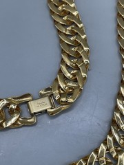Vintage Signed NAPIER GoldTone 24.25” Flat Chain Statement Necklace