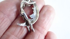 Risque Sterling Silver Pendant Nude Woman Riding Moon 4.7 grams Solid 925 Fairy