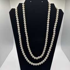 Vintage Double Strand Faux Pearl Necklace – Made In Japan – 23”
