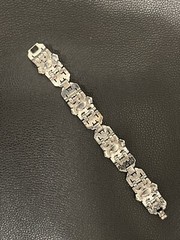 KTF TRIFARI 1930’S BRACELET Art Deco Wide Pave CLEAR Rhinestone Baguette 7.25