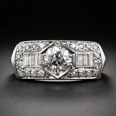 Art Deco Style Milgrain Halo 3.48Ct Lab Created Diamond 14K White Gold FN Ring