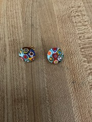 Stunning vintage Italy murano Millefiori art glass clip earrings