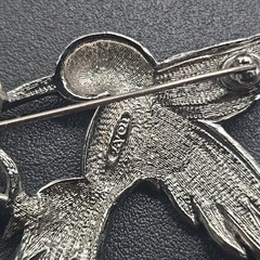 Avon Hummingbird Brooch Silvertone Metal Pin Marcasites Vtg 2.5″ Bird