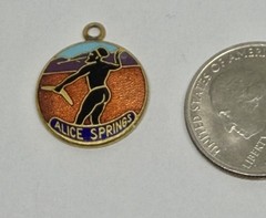 Vintage Alice Springs Aboriginal Man Australia Goldtone Bracelet Charm Pendant