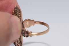 Vintage Circa 1950s 9k Gold Estate Natural Rose Cut Diamond Navette Ring