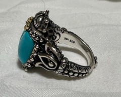 Vintage Barbara Bixby 925 Sterling Silver & 18K Gold Scarab Beetle Ring Size 7